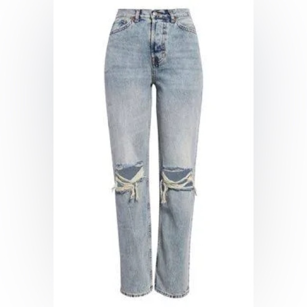 Ripped Straight Leg Dad Jeans size 25 L30